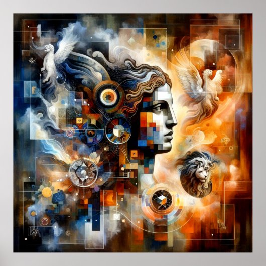 Poster Oeuvre numérique Profil humain stoïque Pos juxtapo (Devant)