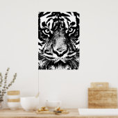Poster OEuvre oculaire noir blanc Sumatra Bornéo Tiger (Cuisine)