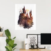 Poster Oeuvre originale du château d'aquarelle (Bureau à domicile)