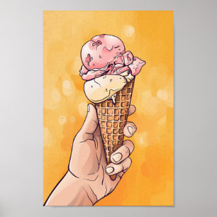 Poster Oeuvre rétro Vintage de glace