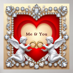 Poster Œuvres d'art à cœur romantique Élégant décor mur