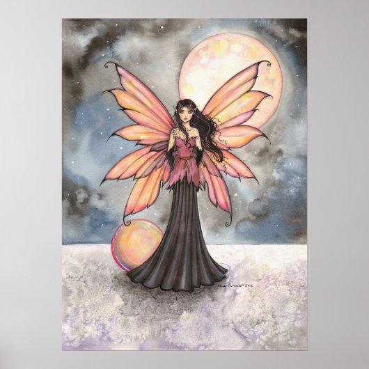 Poster Œuvres d'art fantastiques de fée et de pleine lune (Devant)
