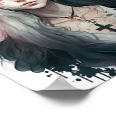 Poster of a Creepy Girl - Gothic Flowers (Coin)