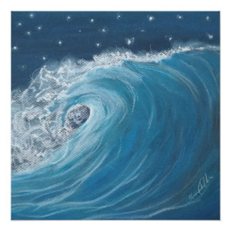 poster of a oil pastel wave perfect poster