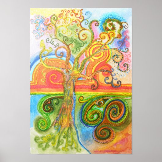 Poster of druk met psychedelische kleurige structu (Voorkant)