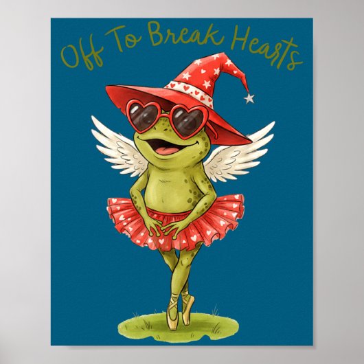 Poster Off To Break Hearts Funny Frog Valentines Women Gi (Devant)