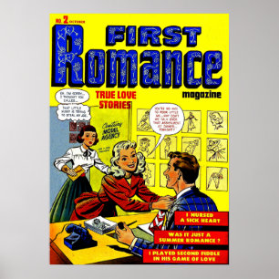 Poster Office Romance Lady In Red Vintage Comics