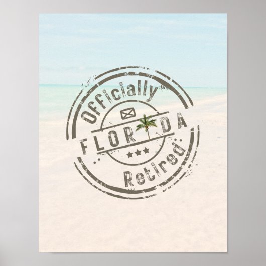 Poster Officially Retired in Florida Tropical Beach Ocean (Devant)