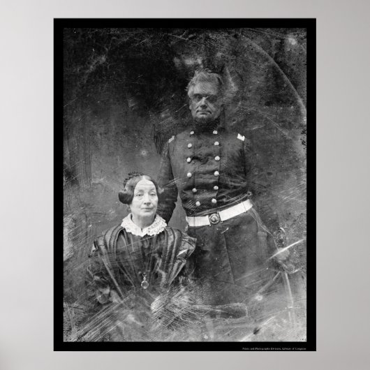 Poster Officier avec femme Daguerreotype 1851 (Devant)