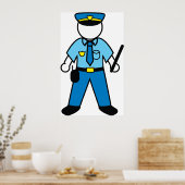Poster Officier De Police Avec Baton (Cuisine)