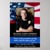 Poster Officier de police Memorial Funérailles des forces (Devant)