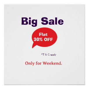 Poster Offre de remise grande vente week-end magasin soci
