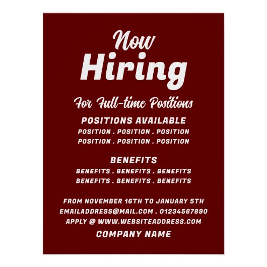 Poster Offre d'emploi à la mode Recrutement Publicité (Devant)