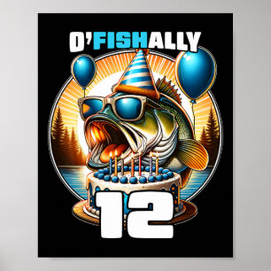 Poster O'fishally 12 ans Fête d'anniversaire de pêche 12e