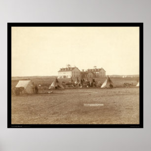 Poster Oglala School & Indian Camp Pine Ridge SD 1891