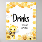 Poster Oh Babee Bee Baby shower Boissons (Devant)