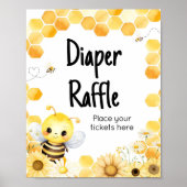 Poster Oh Babee Bee Baby shower Déchets Raffle (Devant)