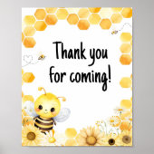 Poster Oh Babee Bee Baby shower Merci pour venir (Devant)