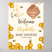 Poster Oh Babee, Cute Watercolor Bee Baby shower (Devant)
