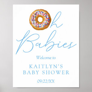 Poster Oh Babies Donut Saupoudrer Baby shower Twin Bienve