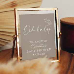 Poster Oh Baby Beige Genre Neutre Baby shower moderne
