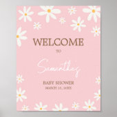 Poster Oh Baby Boho Daisy Baby shower Bienvenue (Devant)
