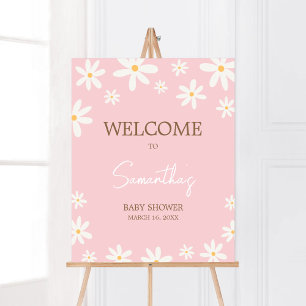 Poster Oh Baby Boho Daisy Baby shower Bienvenue