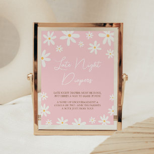 Poster Oh Baby Boho Daisy Baby shower Late Night Diapers
