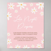 Poster Oh Baby Boho Daisy Baby shower Late Night Diapers (Devant)