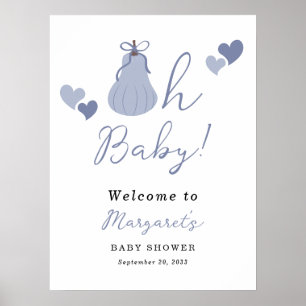 Poster Oh Baby Citrouille Bow Boy Baby shower Bienvenue