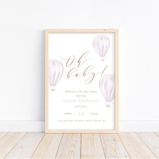 Poster Oh Baby - Fille Baby shower à bulle à air chaud