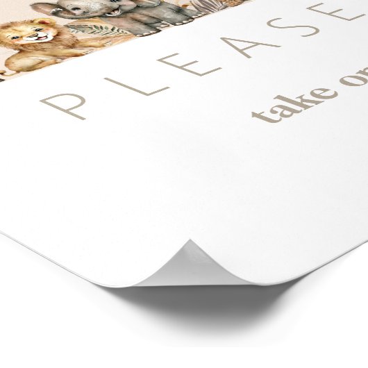 Poster Oh Baby Safari Animaux Boho Baby shower pour anima (Coin)