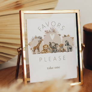 Poster Oh Baby Safari Animaux Boho Baby shower pour anima