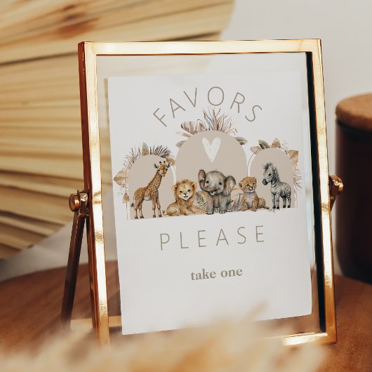 Poster Oh Baby Safari Animaux Boho Baby shower pour anima