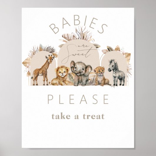 Poster Oh Baby Safari Animaux Boho Baby shower traitement (Devant)