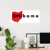Poster (OH)bama - Rouge et Noir (Bureau à domicile)