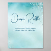 Poster Oh bébé aqua bleu baby shower diaper signe de tomb (Devant)