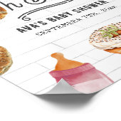 Poster Oh Bébé Bouteilles & Bagels Baby shower rose Bienv (Coin)