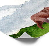 Poster Oh Bois Aquarelle Ours Bois Bienvenue (Coin)