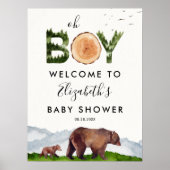 Poster Oh Bois Aquarelle Ours Bois Bienvenue (Devant)