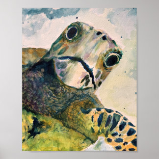 Poster Oh Bonjour, Surprisonde Tortue de mer imprimé de l