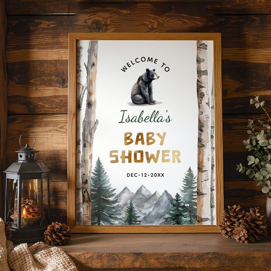 Poster Oh Boy Adventure Begin | Baby shower de l'ours des