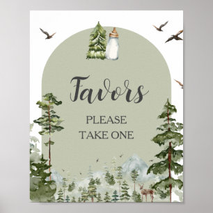 Poster Oh Boy Adventure Pine Forest Baby shower Faveurs