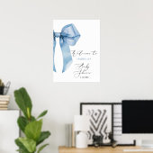 Poster Oh Boy baby shower Blue Bow Bienvenue (Bureau à domicile)