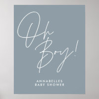 oh Boy baby shower script moderne bébé bleu élégan