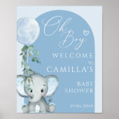 Poster Oh Boy Elephant Boy Balloon Baby shower Bienvenue (Devant)