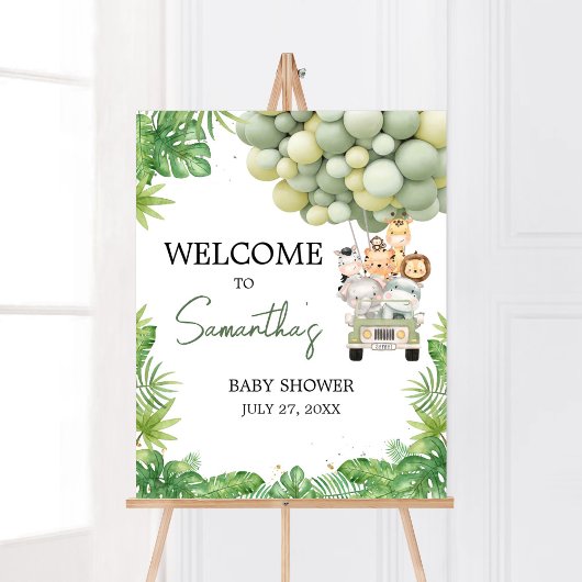 Poster Oh Boy Jungle Baby shower Safari Bienvenue
