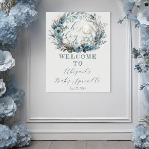 Poster Oh Boy Lapin de Pâques Fleurs Bleues Baby Sprinkle