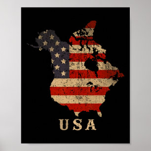 Poster Oh Canada ! Carte du Canada et des États-Unis - An