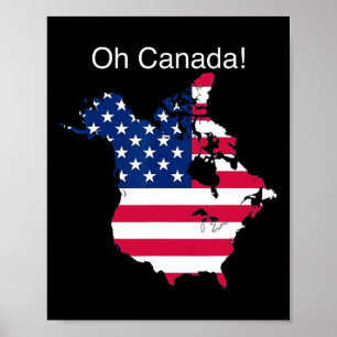 Poster Oh Canada Drôle Trump Carte De Usa 2